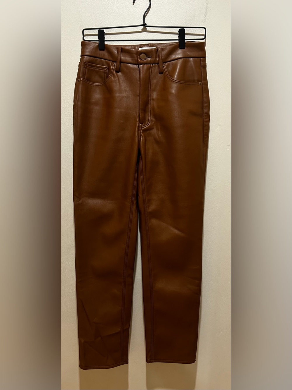 Good American Better Than Leather Faux Leather Pants in Burnt Caramel Brown 8/29